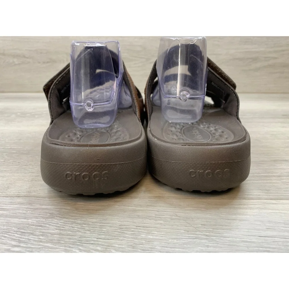 Crocs Men's LiteRide Slide Sandals Brown Double Strap Size 13 Espresso Shoes